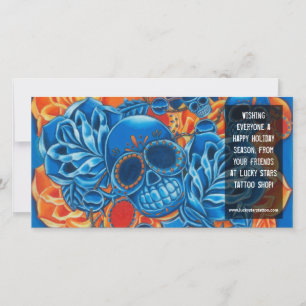 Plantilla de tarjeta de fotos de cráneo azul y Nar