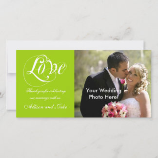 Plantilla de tarjeta de fotos de Green White Boda