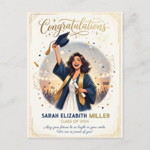 Plantilla de Tarjeta de Graduación Moderna y Elega