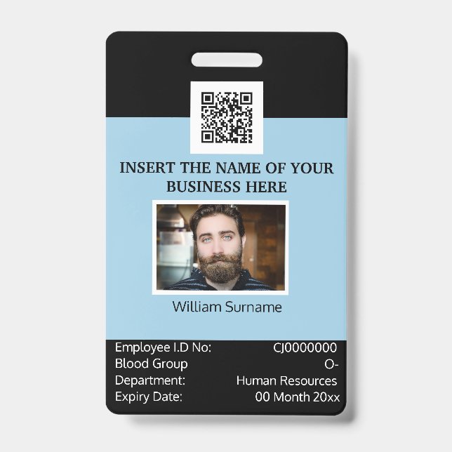 Plantilla de tarjeta de identificación de empleado (Parte frontal)