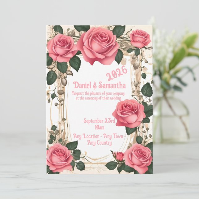 Plantilla de Tarjeta de Invitación de Boda con Mar (Anverso de pie)
