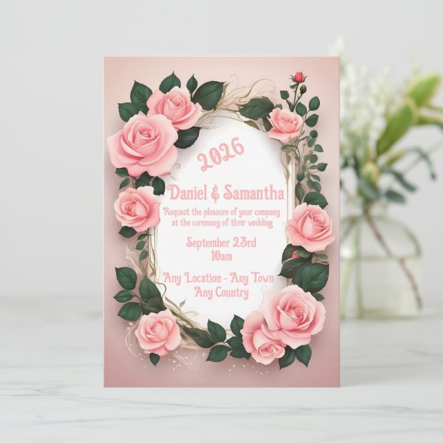 Plantilla de Tarjeta de Invitación de Boda con Mar (Anverso de pie)