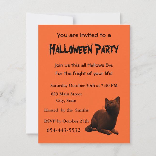 Plantilla de tarjeta de invitación de Kitty Cute (Anverso)