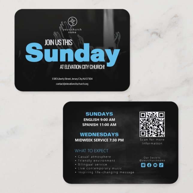 Plantilla de Tarjeta de Invitación de la Iglesia Ú (Anverso / Reverso)