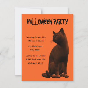 Plantilla de tarjeta de invitación para gato negro