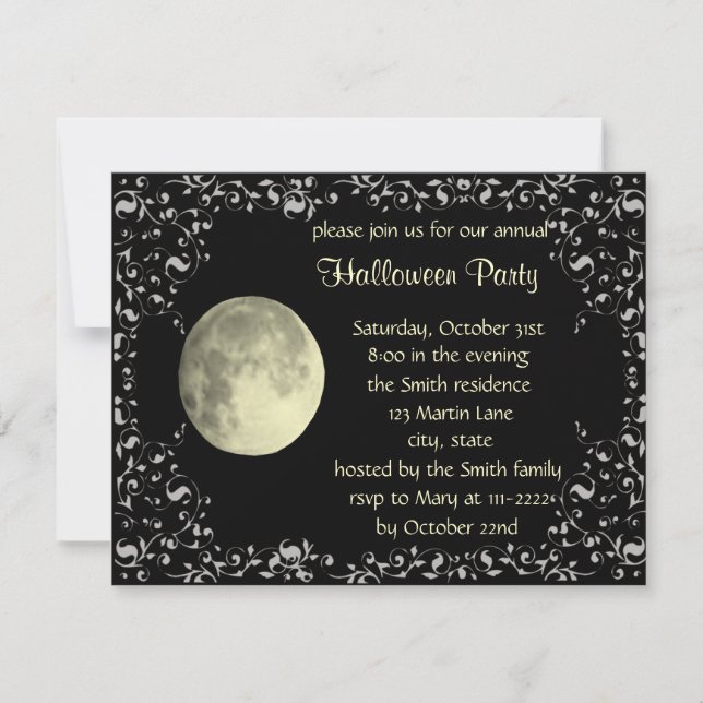 Plantilla de tarjeta de invitación para luna compl (Anverso)
