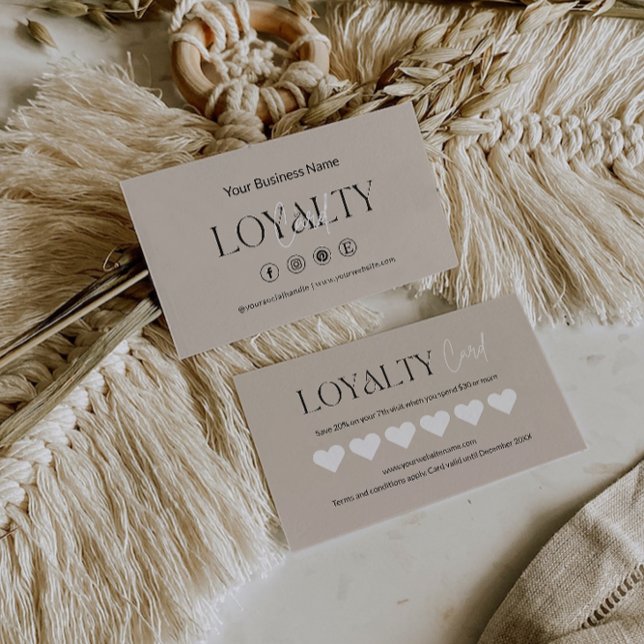 Plantilla de Tarjeta de Lealtad, Tarjetas de Lealt (Loyalty Card Template, Boho Customer Loyalty Cards)