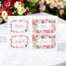 Plantilla de tarjeta de lugar de boda floral acuar