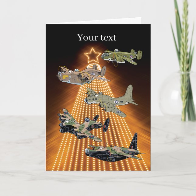 plantilla de tarjeta de Navidades de aviones bomba (Anverso)