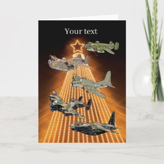 plantilla de tarjeta de Navidades de aviones bomba