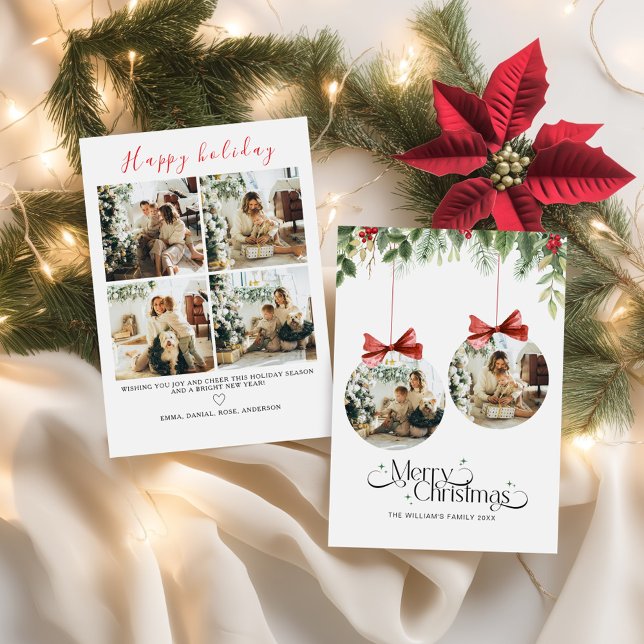 Plantilla de tarjeta de Navidades de fotografía fa (Family Photo Christmas Card Template Minimalist)