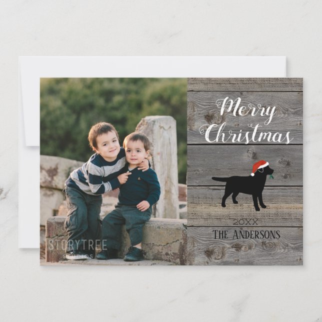Plantilla de tarjeta de Navidades de Labrador Negr (Anverso)