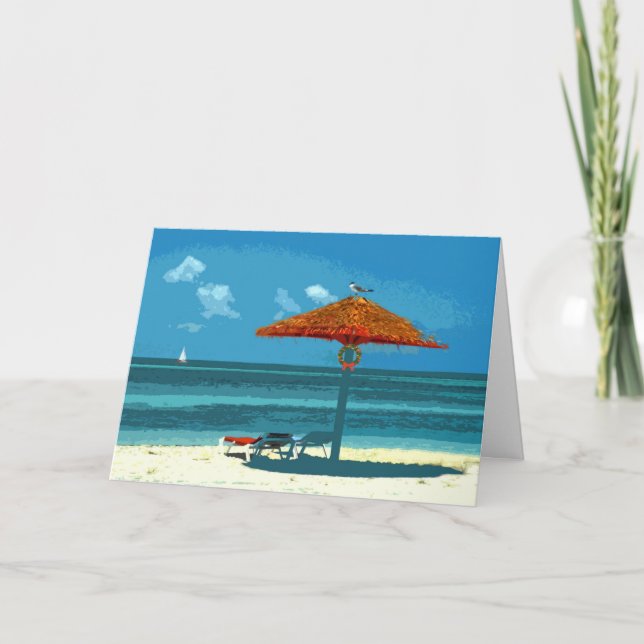 Plantilla de tarjeta de Navidades de playa tropica (Anverso)
