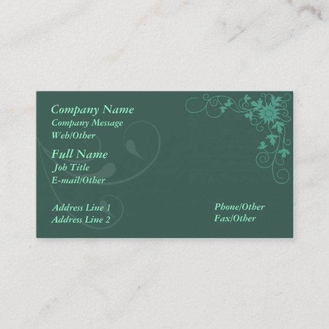 Plantilla De Tarjeta De Negocio Floral Verde Elega (Anverso)