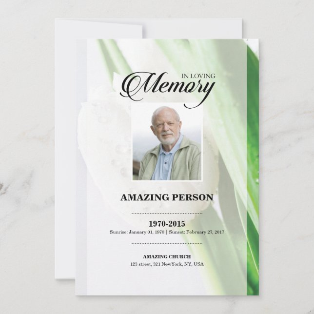 Plantilla de tarjeta de oración TulipFuneral (Anverso)