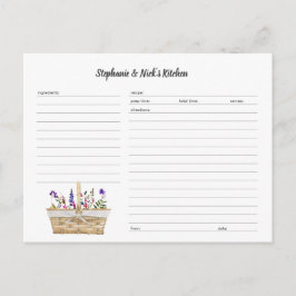 Plantilla de tarjeta de receta de cesta de flores