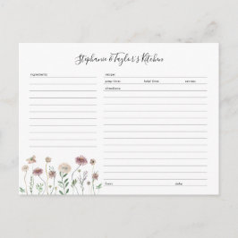 Plantilla de tarjeta de receta editable de flores
