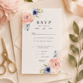 Plantilla de Tarjeta de RSVP de Boda con Peonías R