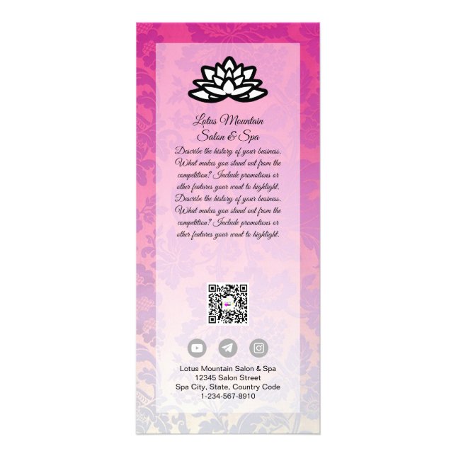 Plantilla de tarjeta de spa Damask Ombre Salon de  (Frente)