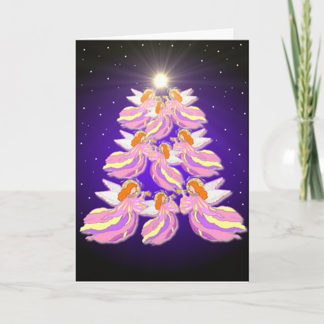 Plantilla de tarjeta de vacaciones Angel Tree (Anverso)