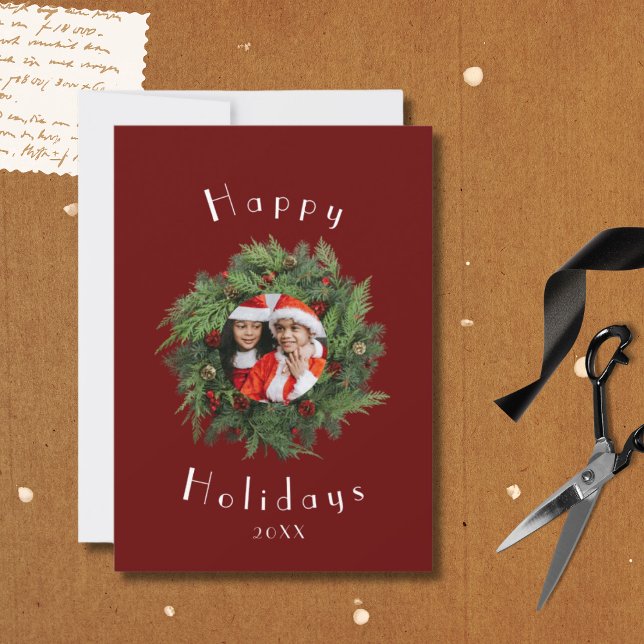 Plantilla de tarjeta de vacaciones roja - Tarjetas (Family Christmas Cards Holiday Custom Template)