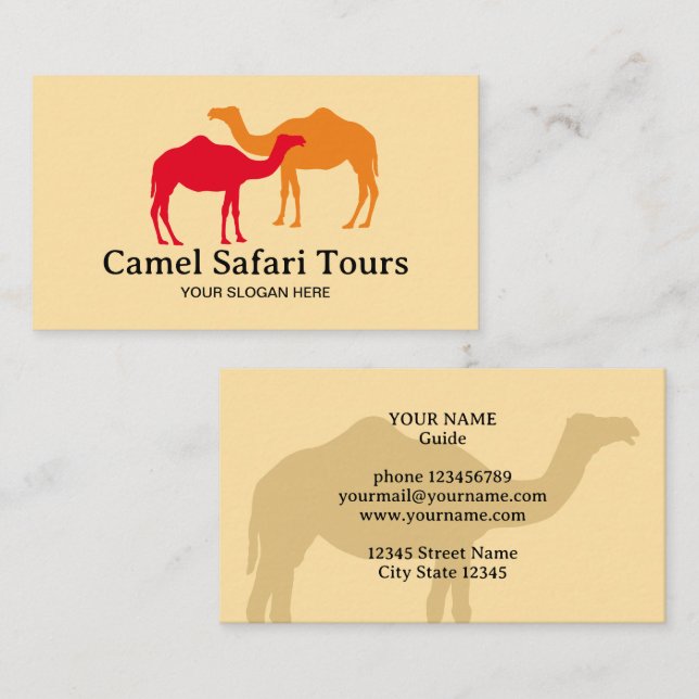Plantilla de tarjeta de visita de Camel Safari Tou (Anverso / Reverso)