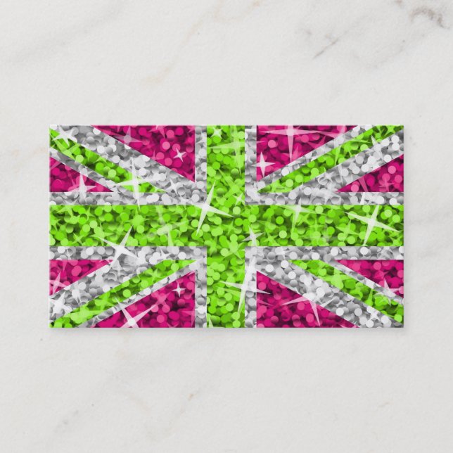 plantilla de tarjeta de visita de Glitz UK Lime (Anverso)