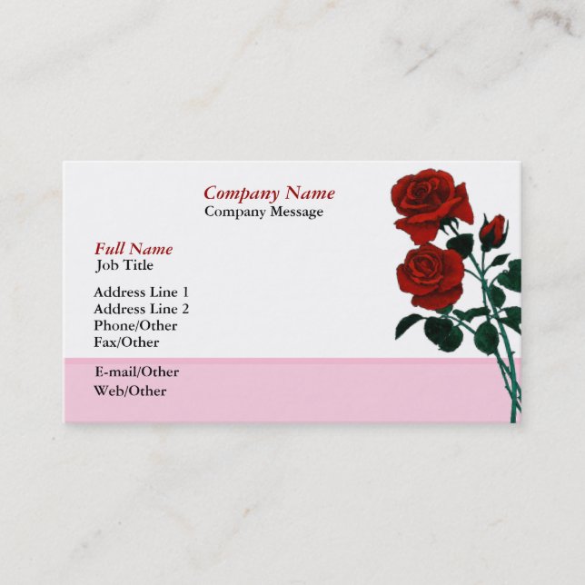 Plantilla de tarjeta de visita de Red Roses de lar (Anverso)