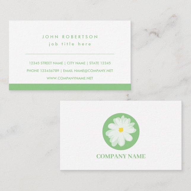 Plantilla de tarjeta de visita floral con logotipo (Anverso / Reverso)