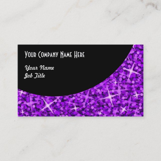 Plantilla de tarjeta de visita Glitz Purple Black  (Anverso)