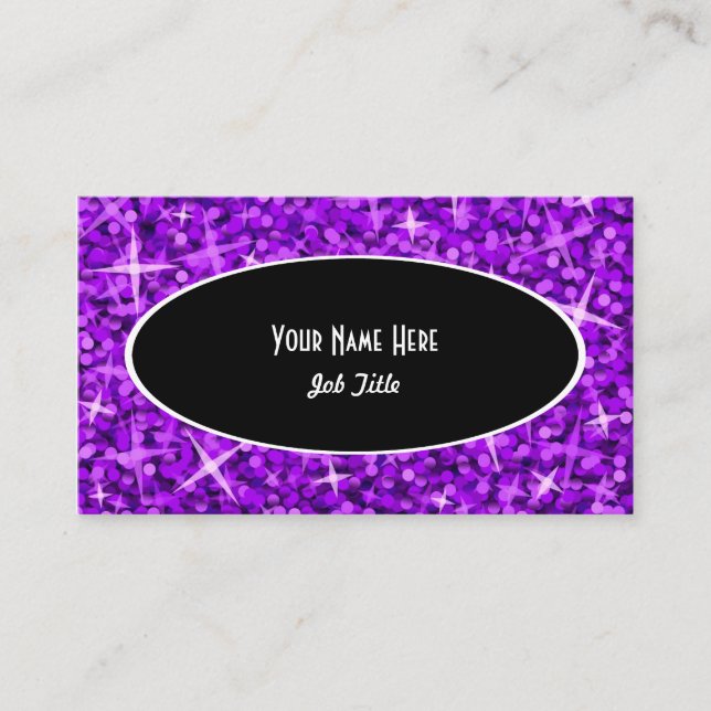 Plantilla de tarjeta de visita Glitz Purple Black  (Anverso)