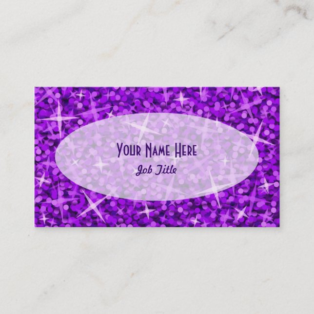 Plantilla de tarjeta de visita Glitz Purple Oval (Anverso)