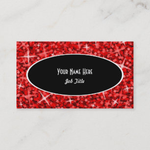 Plantilla de tarjeta de visita Glitz Red Black Ova