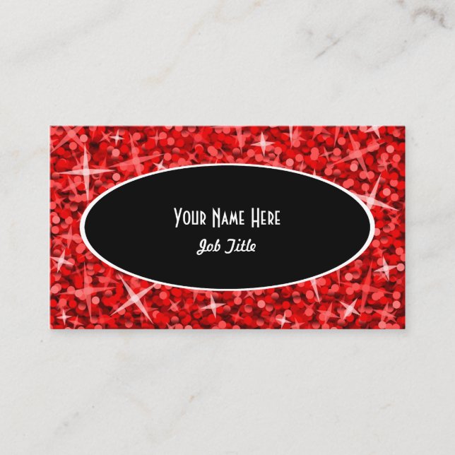 Plantilla de tarjeta de visita Glitz Red Black Ova (Anverso)