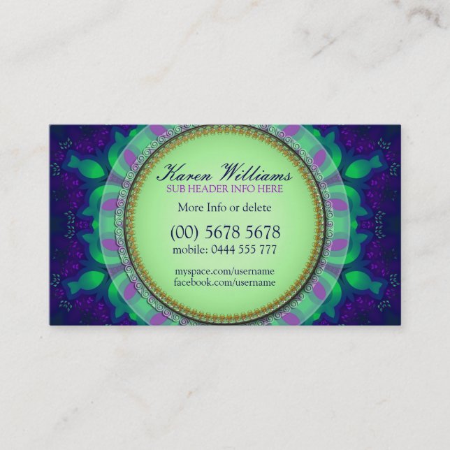 Plantilla de tarjeta de visita Purple Green Deligh (Anverso)