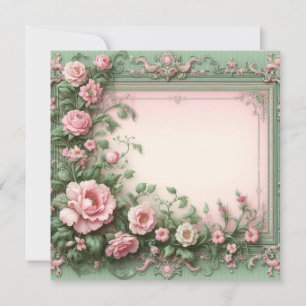 Plantilla de tarjeta floral en blanco y rosa y ver