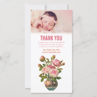 Plantilla de tarjeta fotográfica Baby Girl Thank Y