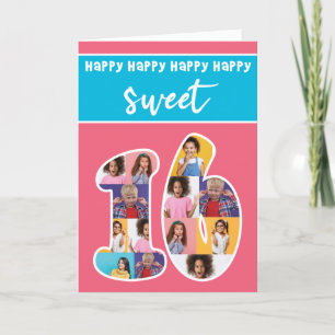 Plantilla de tarjeta fotográfica de 16 cumpleaños