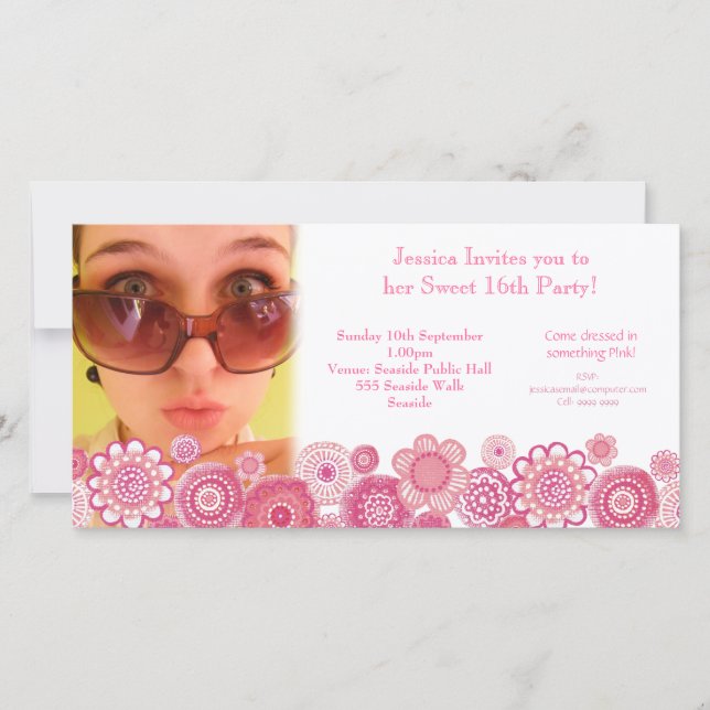 Plantilla de tarjeta fotográfica de fiesta de cump (Anverso)