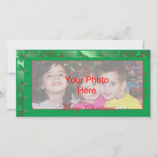 Plantilla de tarjeta fotográfica navideña Merry Ho