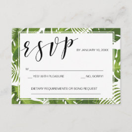 plantilla de tarjeta RSVP boda tropical elegante