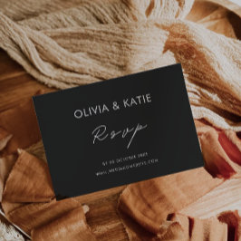Plantilla de tarjeta RSVP de boda negra
