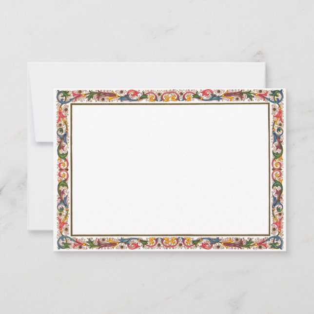 Plantilla de tarjeta RSVP de borde floral antiguo (Anverso)