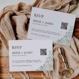 Plantilla de tarjeta RSVP de la boda verde esmeral