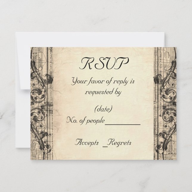 Plantilla de tarjeta RSVP de Vintage (Anverso)