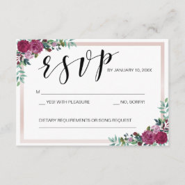 Plantilla de tarjeta RSVP marco floral
