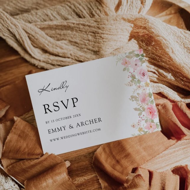 Plantilla de tarjeta RSVP Rosa de boda (Wedding Rose RSVP Card Template)