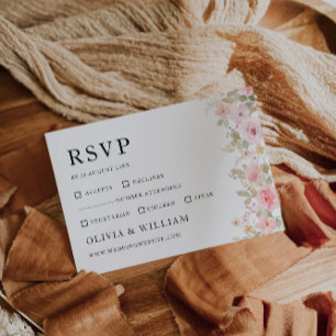 Plantilla de tarjeta RSVP Rosa de boda