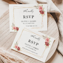 Plantilla de tarjeta RSVP Rosa de boda