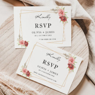 Plantilla de tarjeta RSVP Rosa de boda